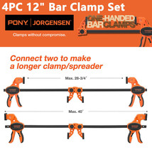 4-Pack 12-in Medium Duty One-Hand Bar Clamp Set E-Z Clamp/Spreader Quick-Release - £115.88 GBP