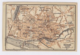1919 Original Antique City Map Of Nevers / France - £17.11 GBP