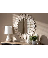 Herzen Antique Silver Finished Round Shell Petal Accent Wall Mirror - $5,102.07 MXN