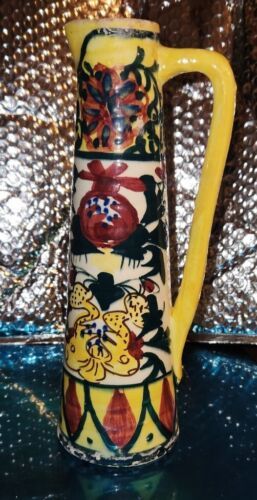 VTG Made in Spain Hand Painted Vase Pitcher Funky Handmade 10 Inch - $34.99
