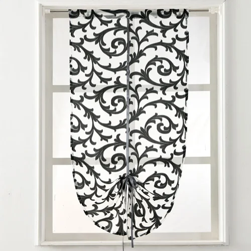 Short Kitchen Curtain Modern Window Treatment Tie up Balloon Home Textile Sheer  - £89.75 GBP
