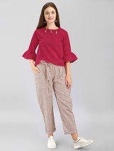 Girovita Legare Pantaloni Casual con Rosso Bell Maniche Maglia Co-Ord. F... - £43.97 GBP