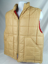 Vintage Tan Quilted Puffer Vest Men&#39;s Large red Inside Ski / Snow Gear 1980&#39;s - £16.70 GBP