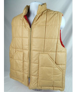 Vintage Tan Quilted Puffer Vest Men&#39;s Large red Inside Ski / Snow Gear 1... - £16.44 GBP