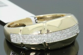 10K or Jaune .41 Carat Hommes Véritable Diamant Fiançailles Mariage Rose Anneau - £888.54 GBP