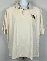 Warner Bros Embroidered Tazmanian Devil Taz Polo Shirt XL Tan Cotton - $24.70