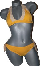 NWT LE TRUC bikini S M swimsuit sexy yellow metallic gold shimmer $222 - £61.82 GBP