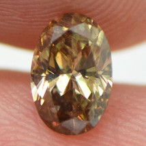 Oval Cut Diamond Real Fancy Brown Color Loose SI2 Certified Enhanced 0.62 Carat - £340.78 GBP