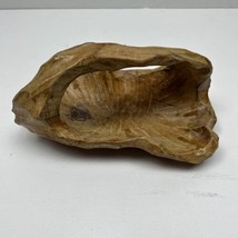 Hand Carved Burl Root Wood Bowl Handle Basket Solid Piece Natural Rustic Knobby - £30.07 GBP