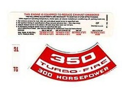 1969 Corvette Decal Kit Engine Compartment 300 HP - $19.75