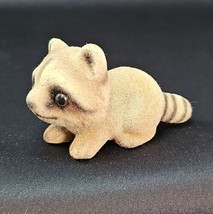 Vintage 1970s Joseph Originals Flocked Raccoon Fuzzy Miniature Japan - £14.08 GBP