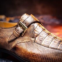 Men's Shoes genuine crocodile and lizard dress monk strap Toluca Rustic Orix image 10