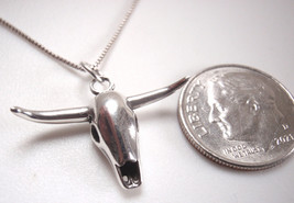 Longhorn Cow Skull 925 Sterling Silver Necklace - $16.19