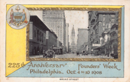 Philadelphia Pa~Broad STREET~225th ANNIVERSARY~1908 Gilt Frame Postcard - £6.82 GBP