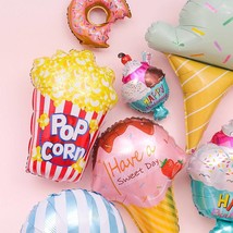 Popcorn balloon aluminum foil party decoration movie donut balloon Mylar... - £15.94 GBP