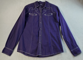 Wrangler Rock 47 Pearl Snap Shirt Women Size Small Purple Western Rodeo Cotton - £15.99 GBP