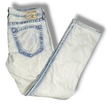 True Religion Men&#39;s Jeans Geno 36x32 USA Light Acid Button Fly Big T No Flaps  - £54.47 GBP