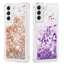 2 Glitter Cases For Samsung Galaxy S22 5G Case, Liquid Quicksand Clear Glitter S - £22.02 GBP