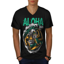 Aloha Surfboard Shirt Funny Zeus Men V-Neck T-shirt - $12.99