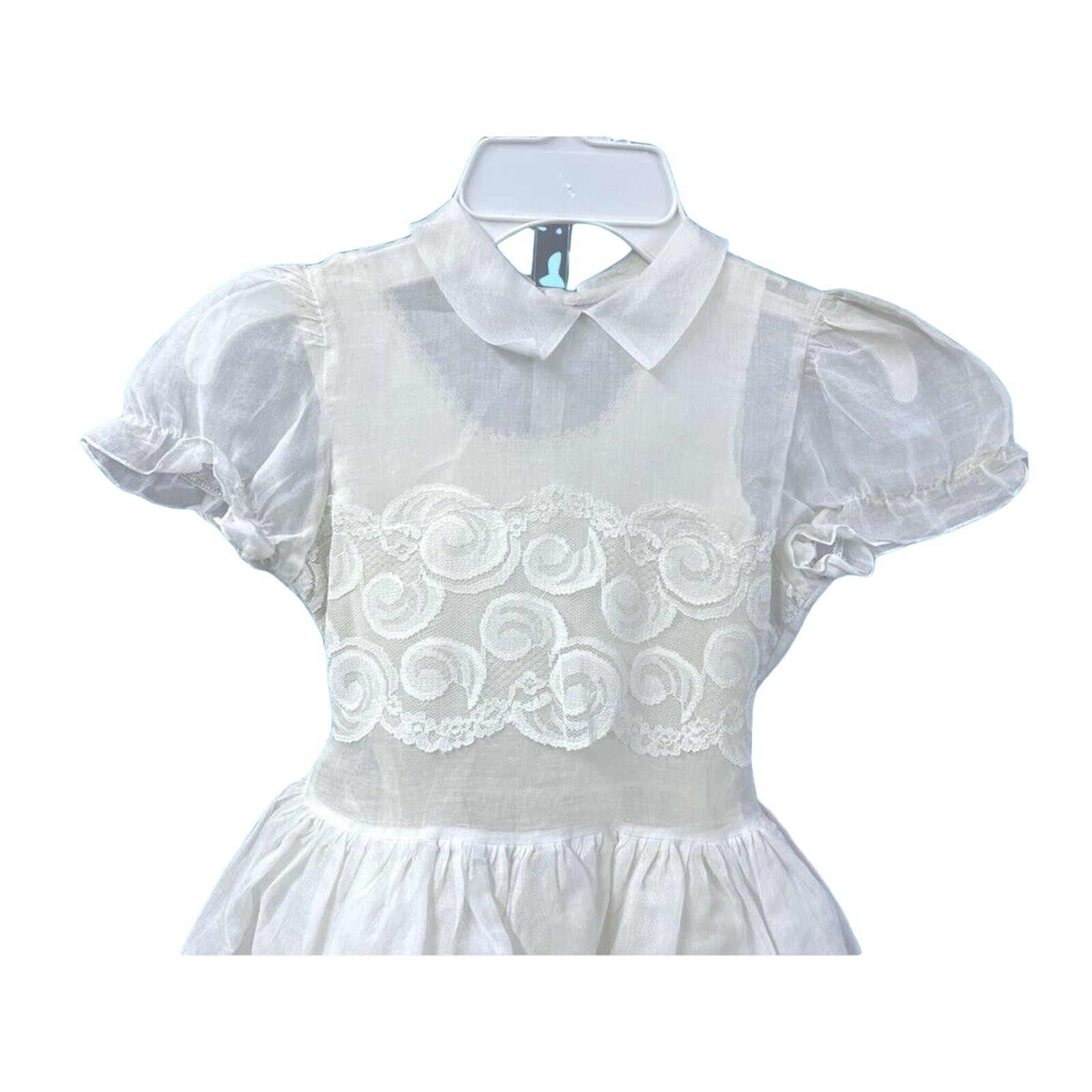 Vintage Girl 6-6X Party Dress Sheer Organdy Lace + Slip 1950s Item image 7