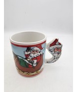 Vintage The Love Mug Christmas Coffee Mug Cup Santa Claus Handle Reindee... - $25.47 CAD