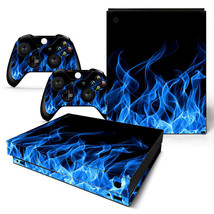 For Xbox One X Skin Blue Flame Console &amp; 2 Controllers Decal Vinyl Wrap - £11.82 GBP