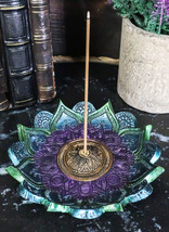 Chakra Buddhist Mandala 8 Spokes Wheel Flower Bloom Incense Burner Figurine - £18.82 GBP