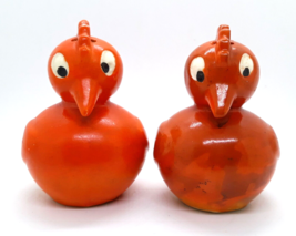 Comical Orange Bird Salt &amp; Pepper Shakers  Japan 2 3/4&quot; - £7.98 GBP