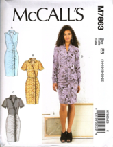 McCall's M7863 Misses 14 to 22 Easy Fitted Ruched Dresses UNCUT Sewing Pattern - £11.66 GBP