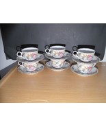 6 Cups &amp; Saucers Set Andrea by Sadek AMORE  Porcelain Floral Japan - £31.56 GBP