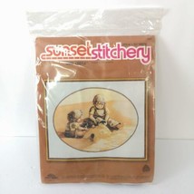 Sunset Stitchery Crewel Kit Sand Castle Children Beach Embroidery 1981 V... - $30.84