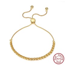 925 Sterling Silver 18K Gold Over 3mm Chopin Chain Adjustable Bracelet for Women - £29.50 GBP