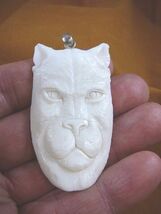 j-panther-5) white Panther wild Cat PENDANT face water buffalo material - $33.96