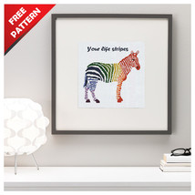 Zebra Rainbow stripes quotes cross stitch PDF pattern - £0.00 GBP