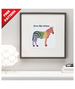 Zebra Rainbow stripes quotes cross stitch PDF pattern - $0.00