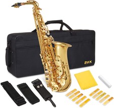 LyxJam Alto Saxophone E Flat Brass Sax Beginners Kit, Mouthpiece, Neck Strap, - £233.88 GBP