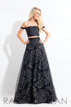 Rachel Allan sz4 Black Sequin 2-piece Prom Dress Ballgown Formal A-line ... - £261.38 GBP