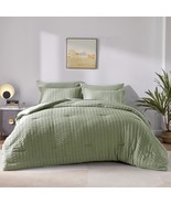 Twin Bed In A Bag Sage Green Seersucker Textured Comforter Set With Shee... - £70.47 GBP