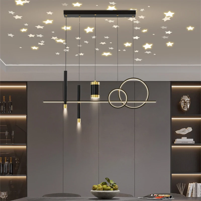 Modern Long Strip LED Astral Pendant Light Dining Room Living Room Bar S... - $202.81
