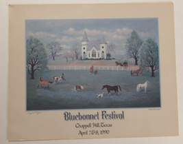 HAZEL S. Meyer Signed Vintage 1990 Chappell Hill Tx Bluebonnet Festival Poster - £60.49 GBP