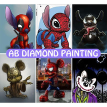 DIY AB Diamond Painting Spiderman Cartoon Cross Stitch Embroidery Art Craft Kit - £7.10 GBP