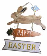 Happy Easter Wooden Hanging Sign Easter Colorful Carrot Bunny Sign Door. - $343.94 MXN