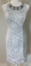 Rickie Freeman Women&#39;s Silver Sleeveless Knee Length Bridal Jacquard Dre... - $149.99