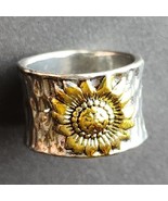 Handcrafted ~ SIZE 7 ~ Silver ~ Hammered ~ Wide Band Ring w/Sunflower (2) - €17,22 EUR Handcrafted ~ SIZE 7 ~ Silver ~ Hammered ~ Wide Band Ring w/Sunflower (2) - €17,22 EUR