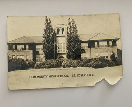 St Joseph Community High School St Joseph Illinois Postcard RPPC AS IS Damaged - £11.78 GBP