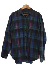 Vintage Sutter Creek LEVIS BIG E Flannel Shirt L Plaid Blue Red Green Button Up - £22.38 GBP