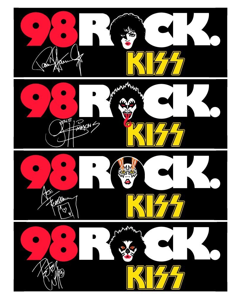 KISS &#39;98 ROCK&quot; Set Of 4 / 9 x 3 Printed Glossy Bumper Stickers 1996 Reun... - $35.00