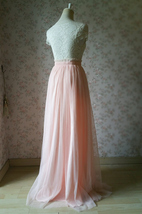 Blush Pink Floor Length Tulle Skirt Outfit Bridesmaid Custom Size Tulle Skirt image 4