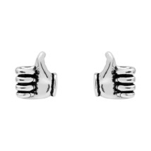 Stylish Pop-Culture Like Button Thumbs Up Sterling Silver Stud Earrings - £9.49 GBP
