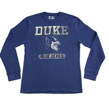 Duke Blue Devils T Shirt LARGE Blue Waffle Knit Thermal Long Sleeve Univ... - £19.38 GBP